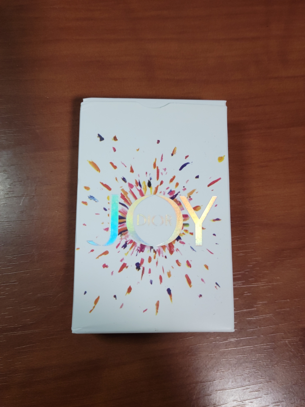 Dior White Box with Multicolored Burst and Gold Holographic JOY